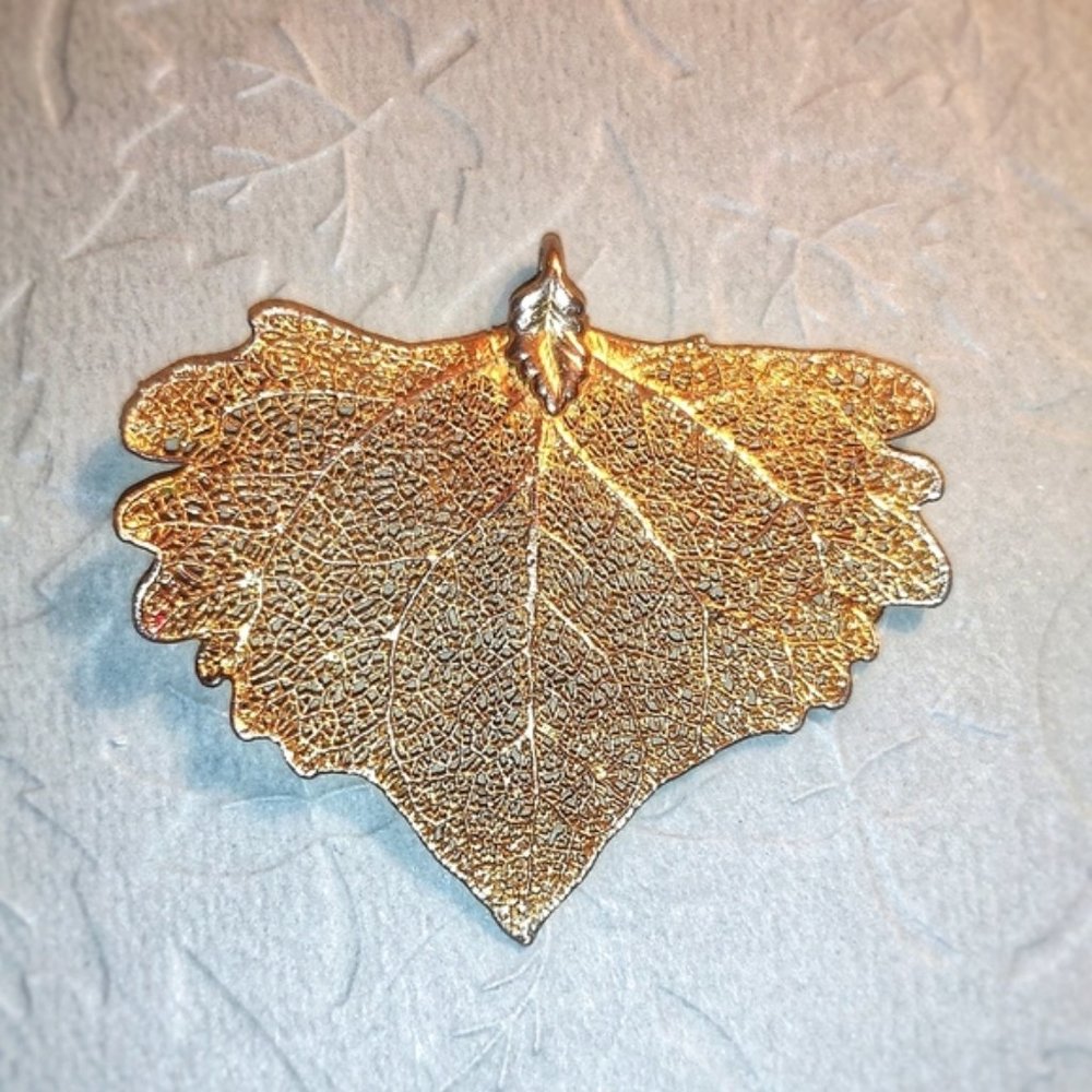 Vintage 24k Gold Dipped Leaf Pendant